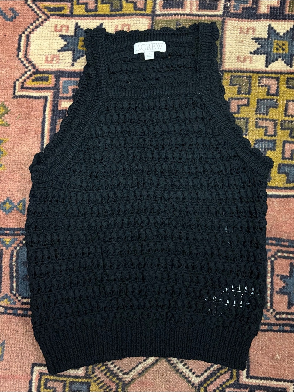 J. Crew Black Crochet Knit Sleeveless Tank